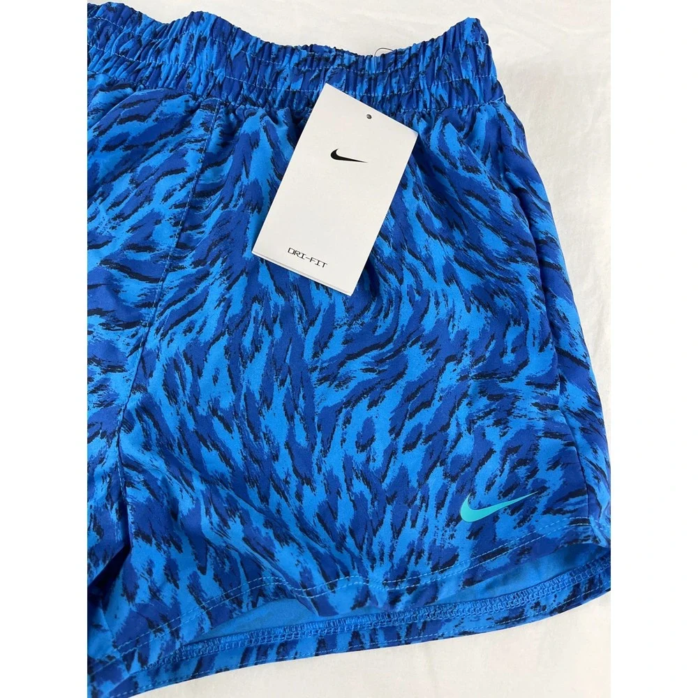 Nike One Kids Training Shorts Blue Abstract Print Athletic Running Size M